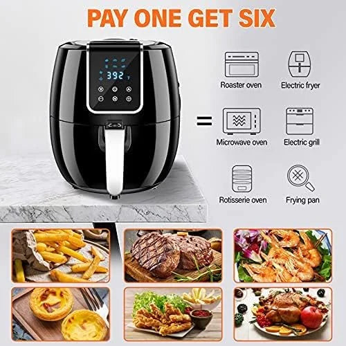 6-in-1 Air Fryer 7Qt Smart Electric Hot Airfryer Black H5119