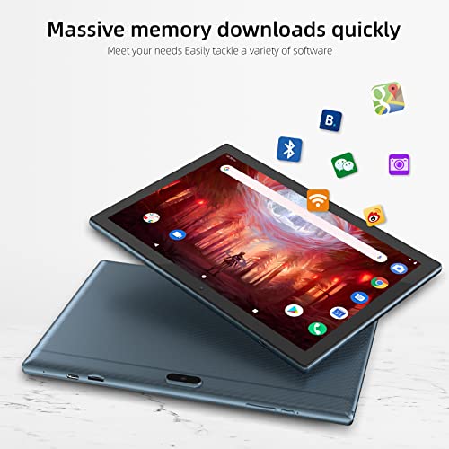 Tablet 10 inch Android 14 with Keyboard Case, Mouse, Stylus, 8GB+64GB, 1280*800 HD Touch Screen, 8MP Dual Camera, Wi-Fi Bluetooth, Blue B613
