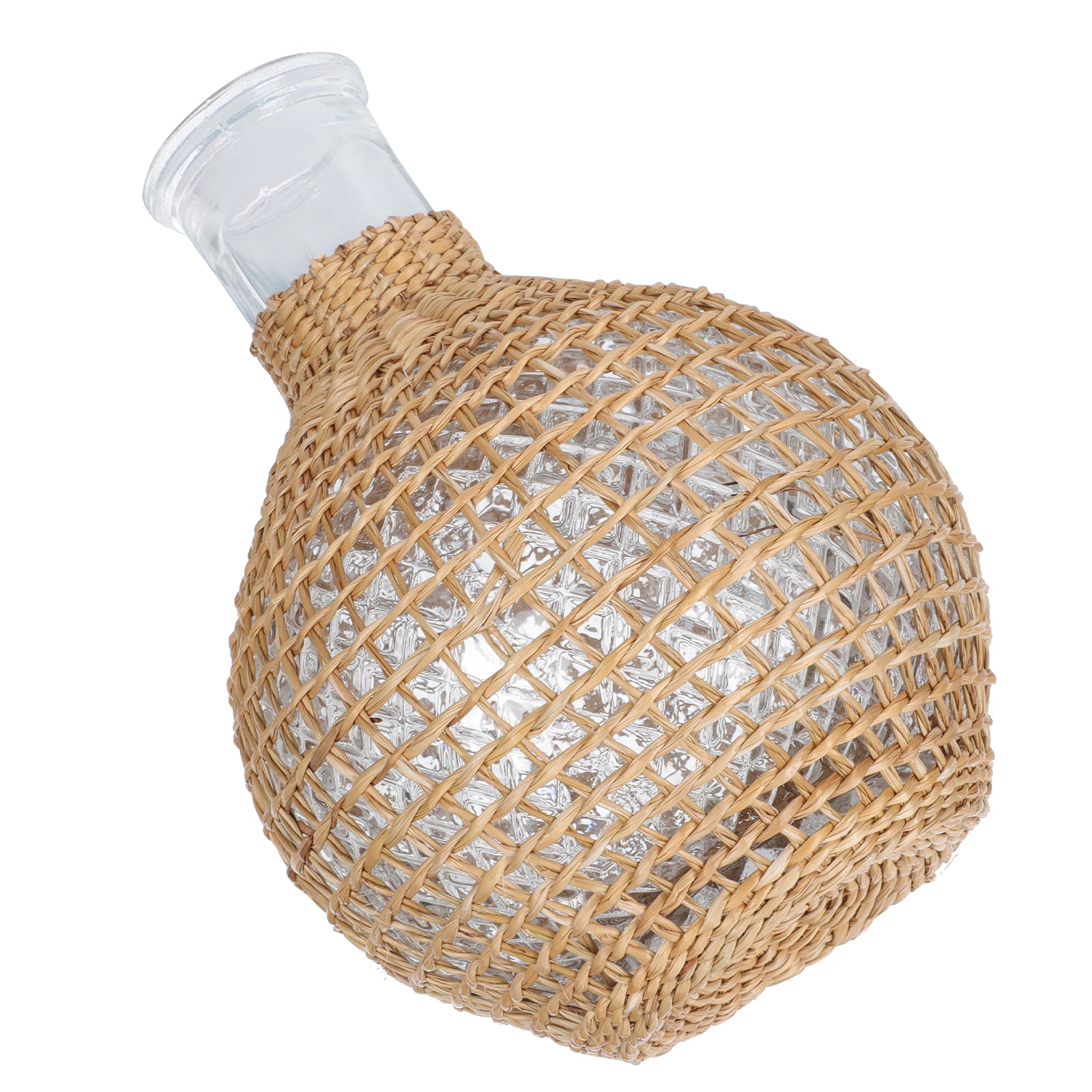 Rattan Glass Vase with Gold Terrarium Jar H3246
