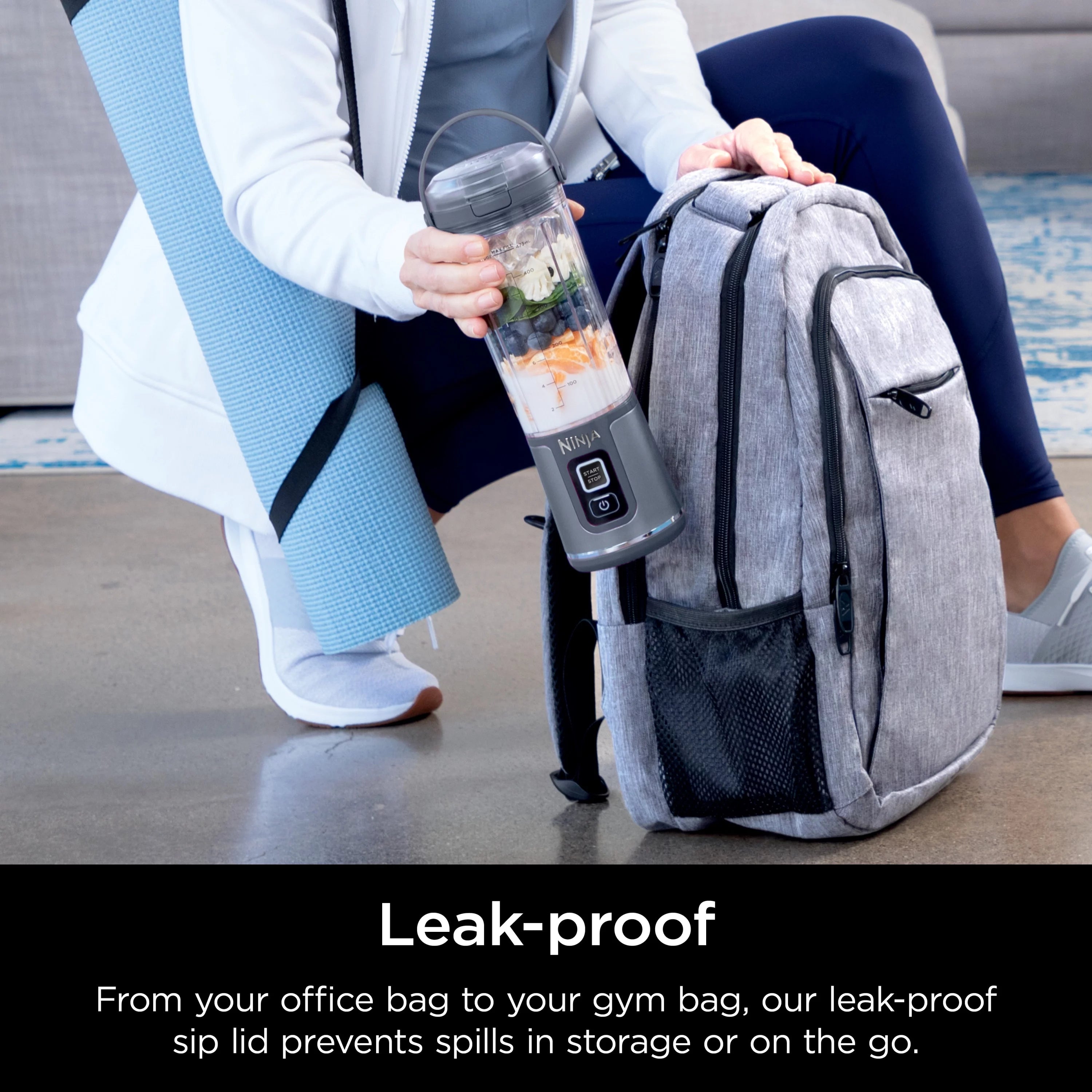 Portable 18 oz. Blending Vessel with Leakproof Lid and Sip Spout, Denim Blue D668396