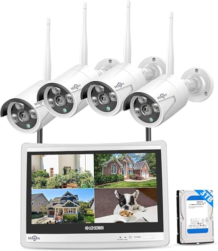 Wireless Security Camera System, 16CH 4K NVR, 4Pcs 3MP WiFi Cameras, Night Vision, Motion Detection, 1TB HDD P9721