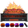Electric Fireplace Logs 20-Inch, Remote Controller Fireplace Insert Log Heater, Adjustable Flame Colors, Realistic Fake firewood Flame, Overheat Protection, Timer, Thermostat, 1500W Black