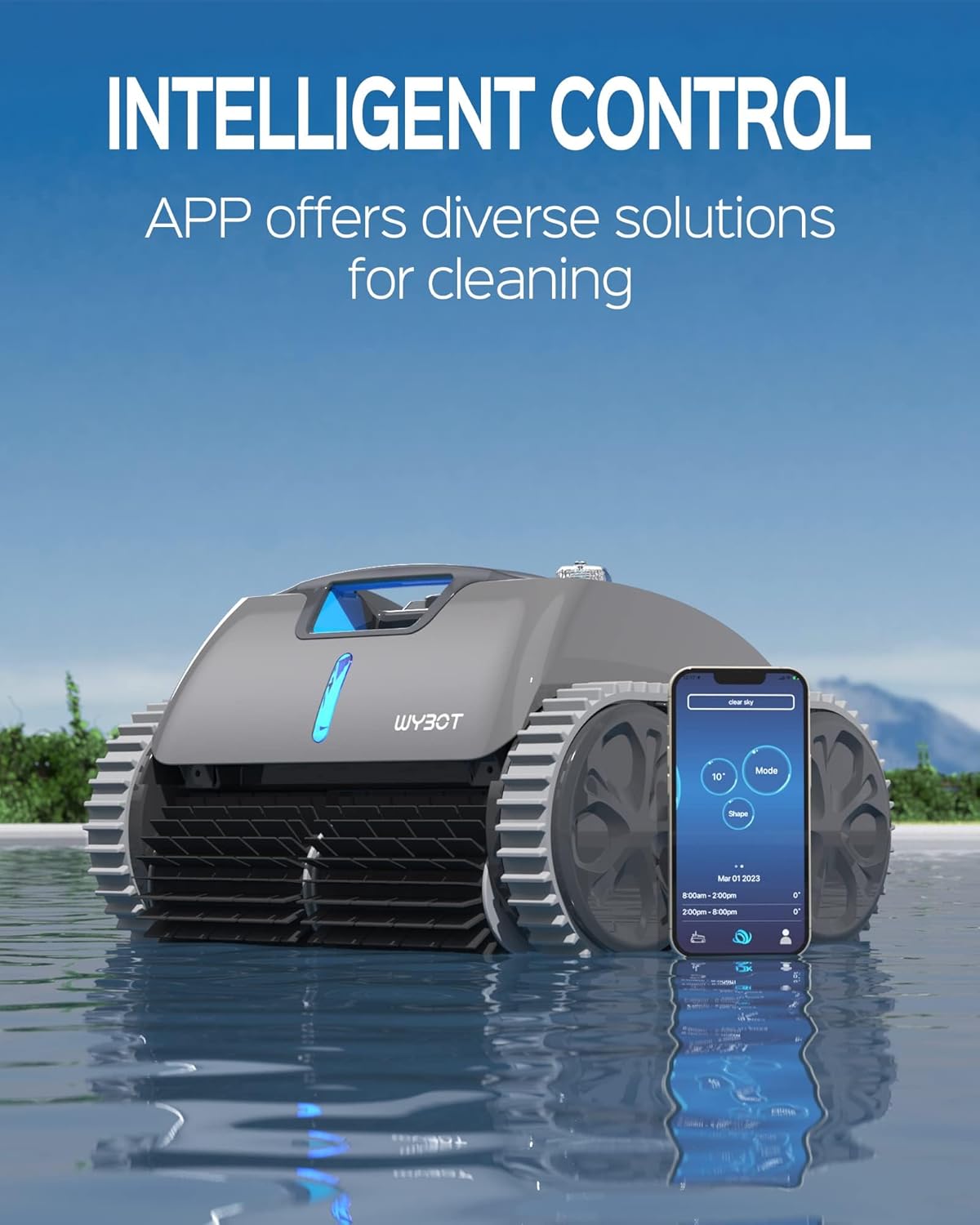 Wall Climbing Robotic Pool Cleaner with APP, Smart Navigation, 15000mAh Battery, for Inground Pools Y5208