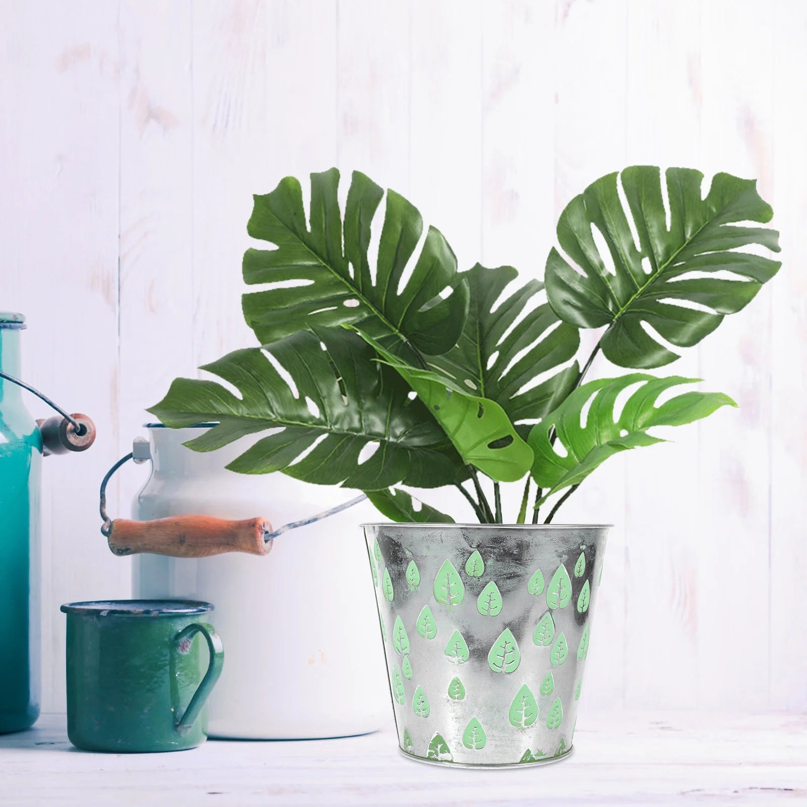 Tall Plant Stand Flower Preservation Container Light Green J4469