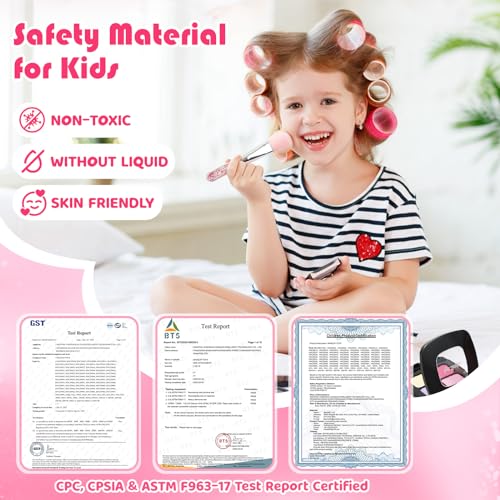 Kids Pretend Play Makeup Set with Cosmetic Bag for Toddler Girls Age 3+ M531