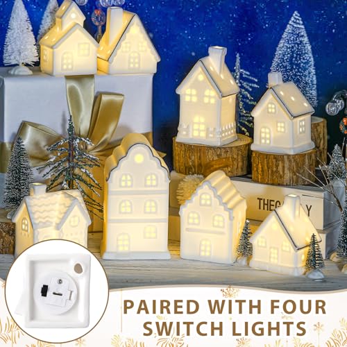 28 Pcs Ceramic LED Christmas Village Set with Houses, Trees & Lamp Posts Y25286