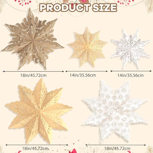 Christmas Paper Snowflake Lanterns with LED Lights for Holiday Party Decor A55544