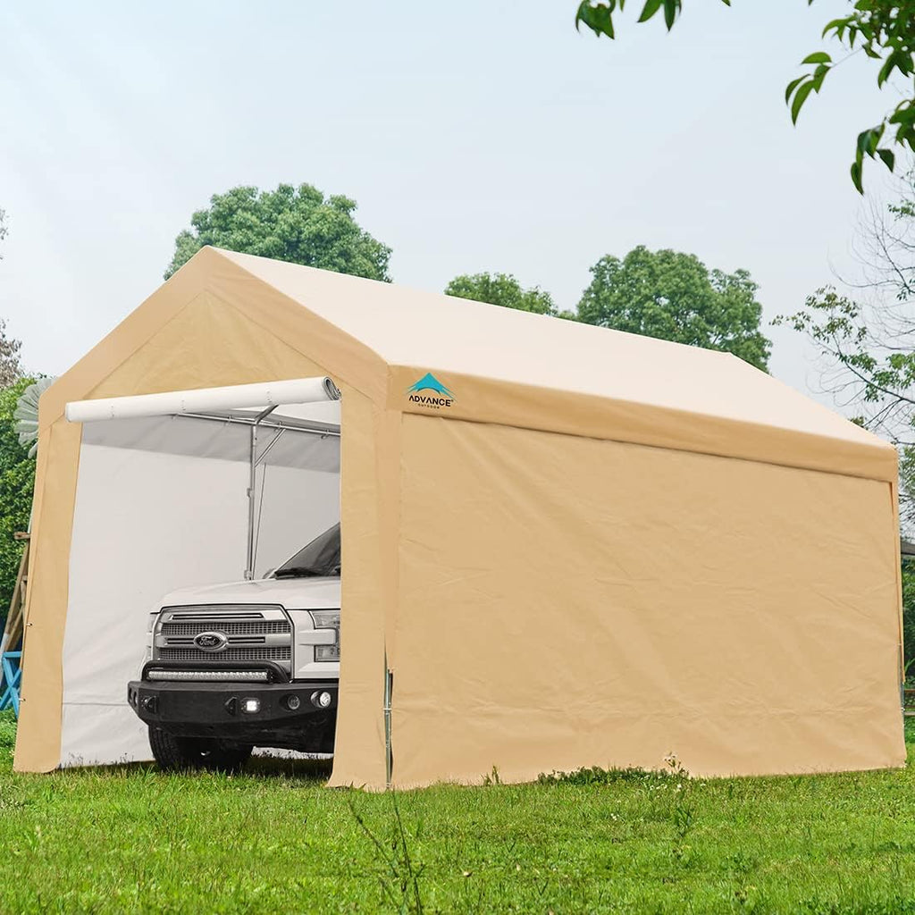 Heavy Duty Carport Canopy Garage Shelter with Removable Sidewalls, Beige L850409