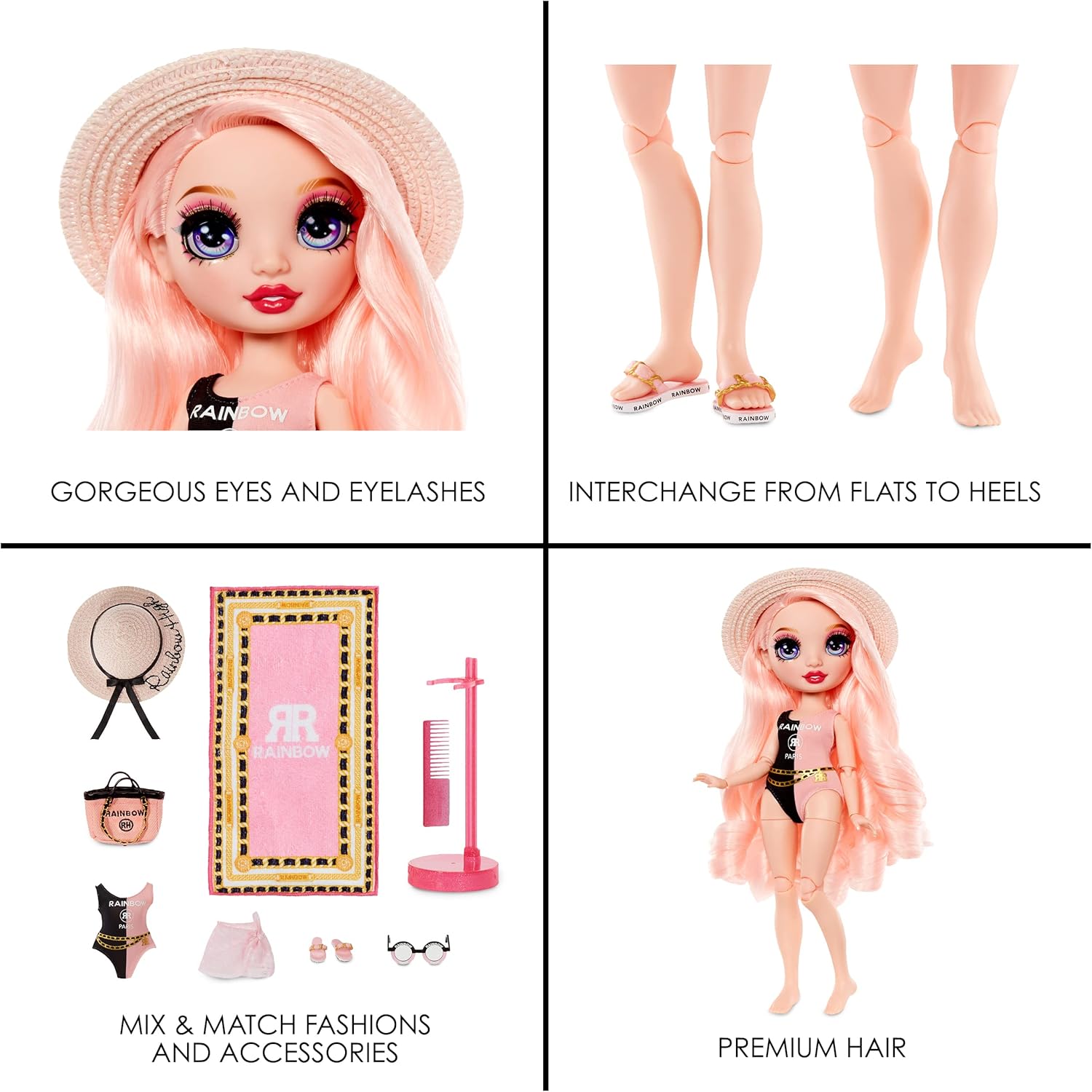 Pink Fashion Doll with 2 Outfits and Pool Accessories Playset L8455
