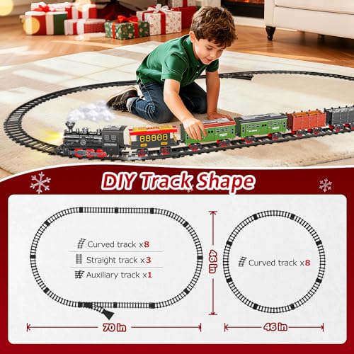 Electric Train Set for Kids with Smoke, Light and Sound, DIY Tracks L560