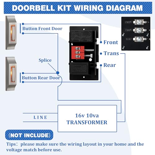 Wired Doorbell Chime Kit with 2 Lighted Metal Push Buttons E740031