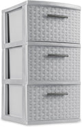 3 Drawer Weave Tower Plastic, Cement