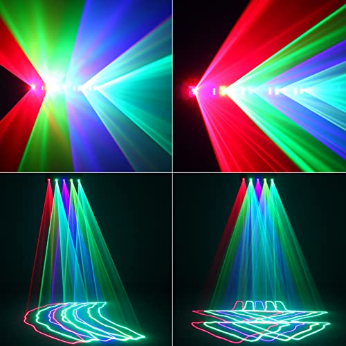 Stage Laser Light, 5 Beam Sound Activated DJ Party Lights with Remote Control P243197