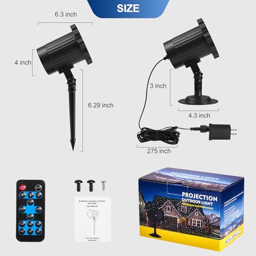 Outdoor RGB Laser Projector with Starry Sky & Firefly Effects, RF Control, IP65 for Holiday Garden Decor B94881
