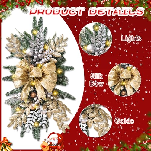 Prelit Teardrop Christmas Swag 24 Inch for Staircase Wall Window Decor L968037