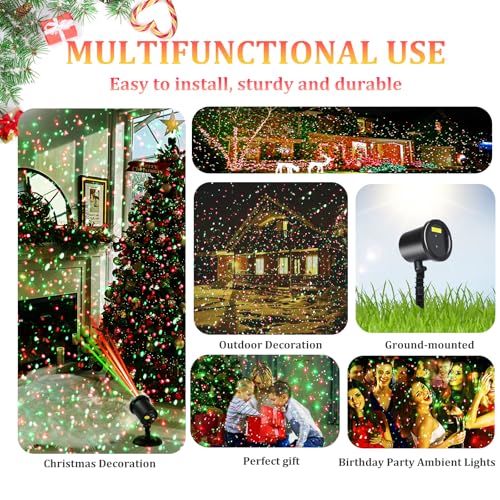 Laser Projector Lights Outdoor for Christmas, Red & Green Stars E3762