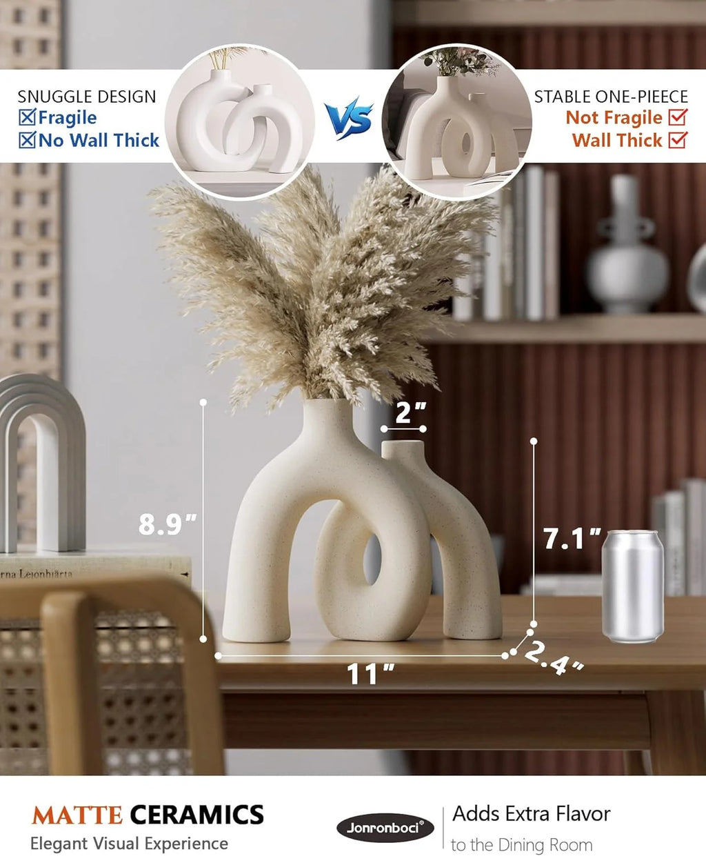 Modern Nordic Boho Ceramic Vases, Set of 2 F22881