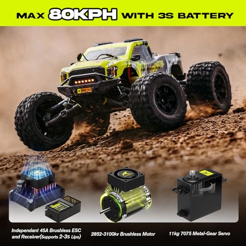 1/10 RTR Brushless RC Car, 50mph Off-Road Monster Truck, 4WD, Green K2965