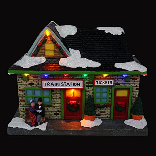 Lighted Musical Snow Village with Animated Kids Sledding A3584
