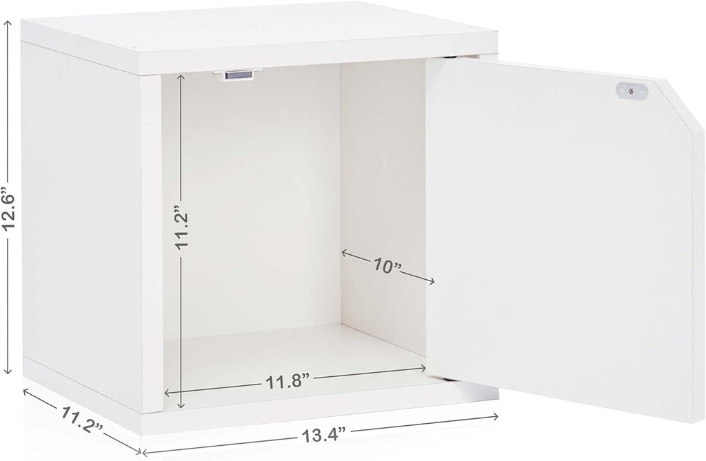 Modular Bookshelf Cube with Door Storage, White Y68489