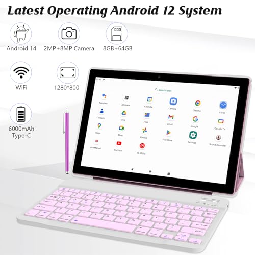 Tablet 10 Inch with Keyboard, Mouse, Case, Stylus, 8GB RAM 64GB ROM N8168