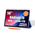 14 inch Large Screen Tablet, Android 15 Tablet 16GB RAM 256GB ROM, 1920*1200 IPS FHD Display, Widevine L1, 10000mAh 18W Charging, Wi-Fi & Bluetooth, 4G LTE, with Stand Case & Stylus, 2-Year Protection