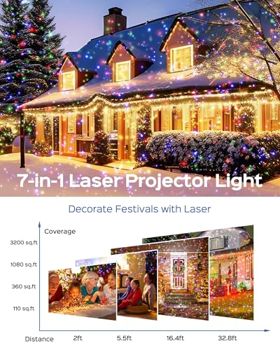 Christmas Projector Lights Outdoor with Remote Control, 1-Pack T114