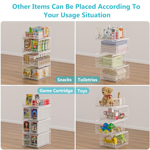 Sliding Closet Organizer with Drawer Storage Shelves, Stackable Bins for Clothes I351763