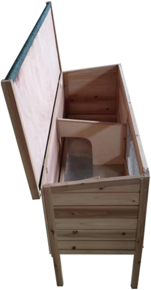 Wooden Rabbit Hutch with Open Roof and Pull Out Tray W764165
