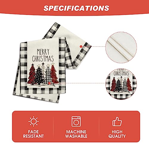 Buffalo Plaid Christmas Trees Table Runner, Winter Holiday Kitchen Dining Decor, 13 x 108 Inch D48516