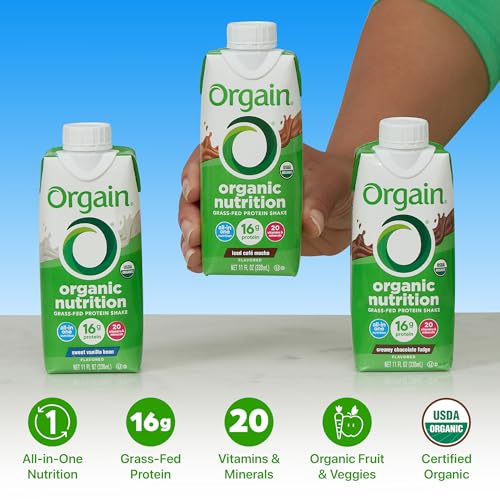 Organic Nutritional Protein Shake, Creamy Chocolate Fudge, 16g Whey Protein, 11 Fl Oz (12 Pack) A132724