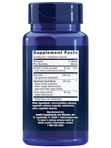Quercetin 250 mg with Vitamin C and Camu-Camu Extract, 60 Vegetarian Capsules D361008