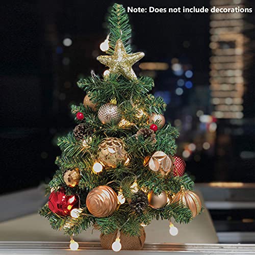 Pre-Lit Artificial Mini Christmas Tree, 20 Inch with 40 LED Lights, Battery Operated Tabletop P515