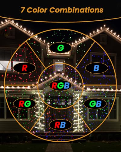 Christmas Laser Lights Outdoor, RGB Light Projector with Remote and Timer Q145