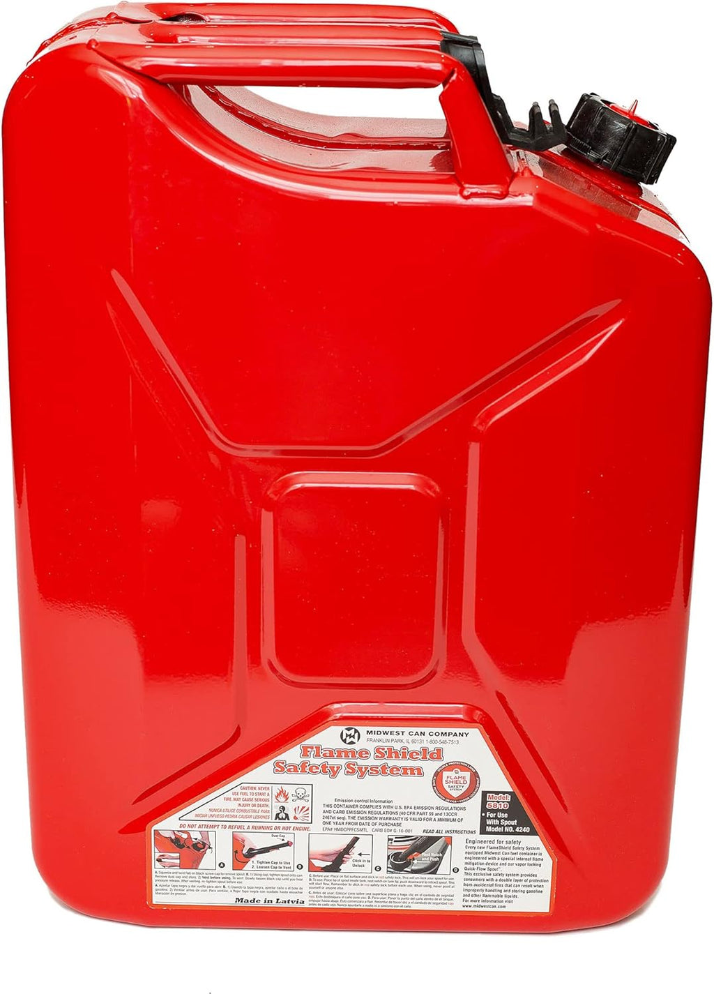 5-Gal Metal Gas Can with Spout, 4 Pack C1241