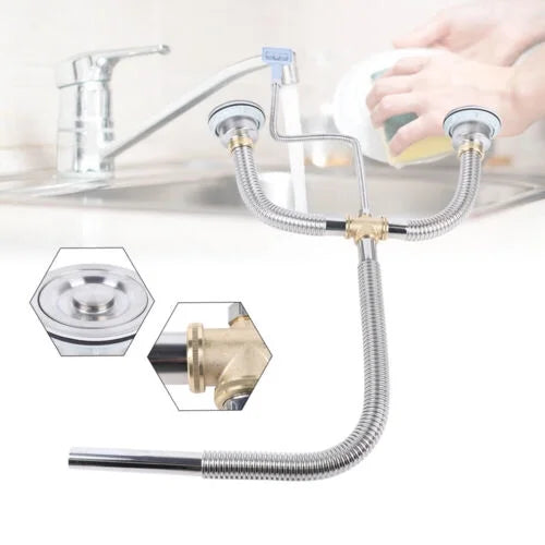 Flexible Sink Drain Hose for Double Bowl Kitchen Bathroom Z228