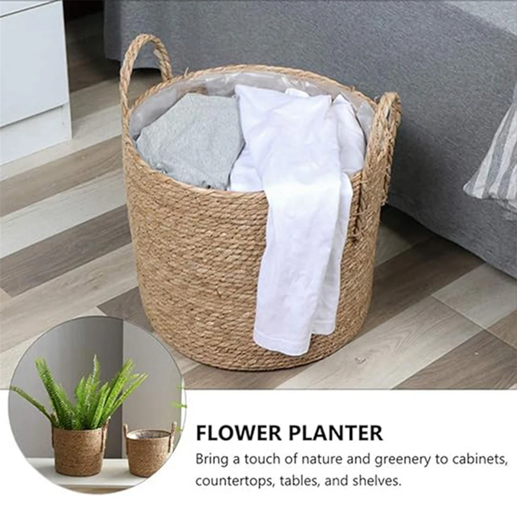 Wicker Seagrass Planter Basket with Woven Cover F351543