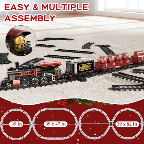 Large Train Set for Kids 4-8 with Sounds, Lights and Smoke H678