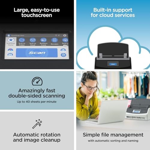 Wireless Document Scanner with Touchscreen and Auto Document Feeder F6657