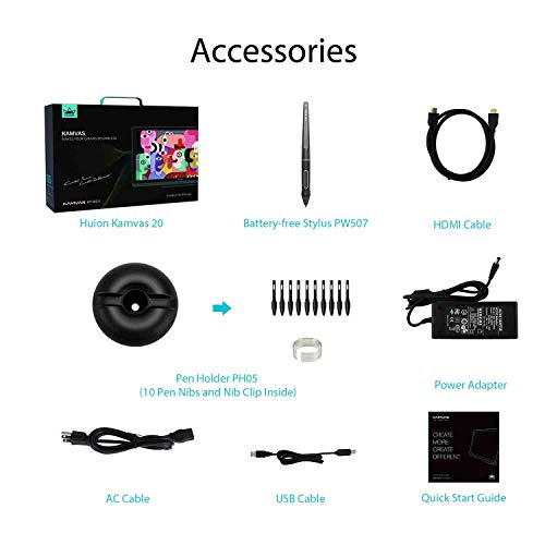 Drawing Tablet with Screen 120% sRGB Graphic Monitor Pen Display Tilt Function Battery-Free Stylus 8192 Pen Pressure Q370