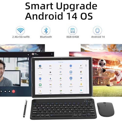 Android Tablet 10.1 Inch with Keyboard, 64GB ROM, 8GB RAM V203