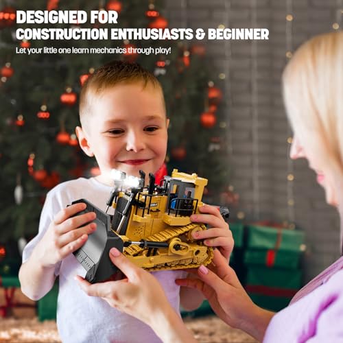 Remote Control Excavator Construction Toy for Boys with Metal Shovel and Lights J5730