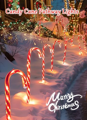 Solar Candy Cane Lights Outdoor Pathway, 8 Modes LED Christmas Decorations Z884