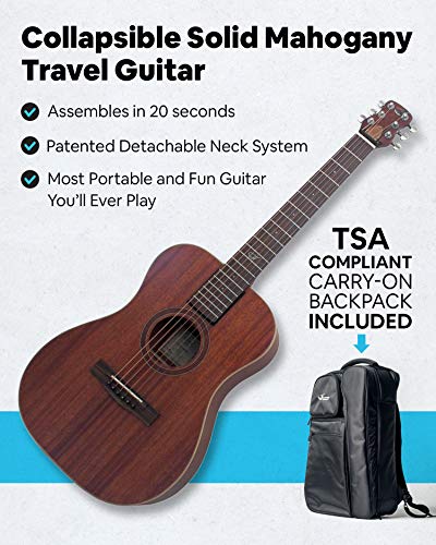 Travel Guitar Acoustic-Electric with Collapsible System and Backpack Case C73217