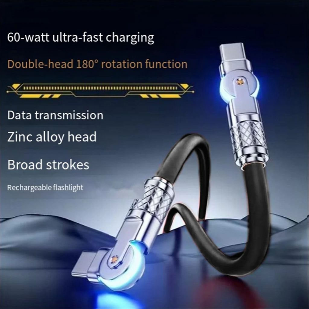 Type-C to Type-C 180° Swivel Data Cable 2m A428