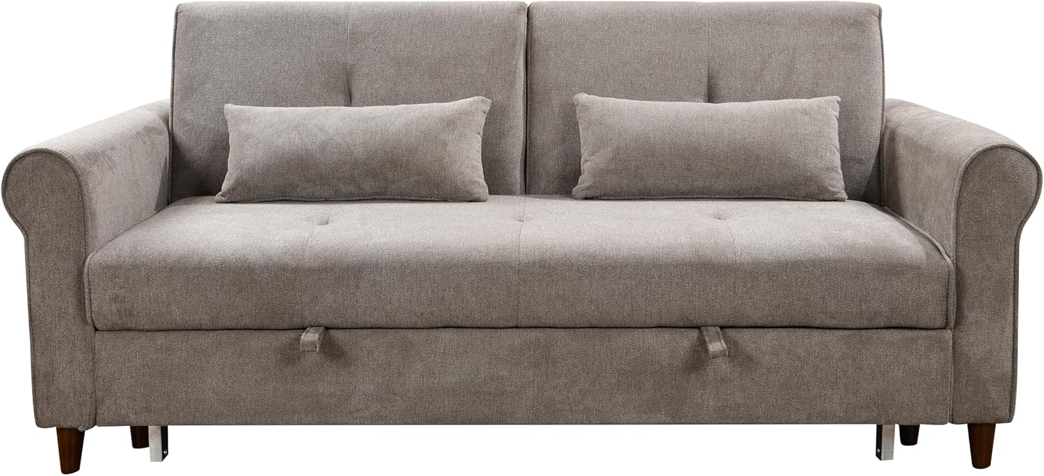 Convertible Sleeper Sofa Bed with Pullout Bed and USB Port, Brown O1037