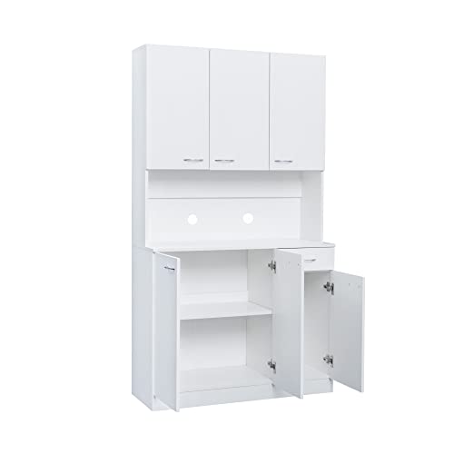 39" W Wardrobe Armoire Closet, Tall Freestanding Cabinet with Doors and Storage Shelves, White W518141