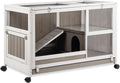 Guinea Pig Cages Indoor, Rabbit Cage on Wheels, Easy Clean Hamster Cage with Pull Out Tray, Small Animals Cage with Ramp Large Habitat for Hedgehog Gerbil & Rat