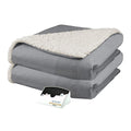 BIDDEFORD BLANKETS Micro Mink Sherpa Electric Heated Blanket with Digital Controller, King, Linen
