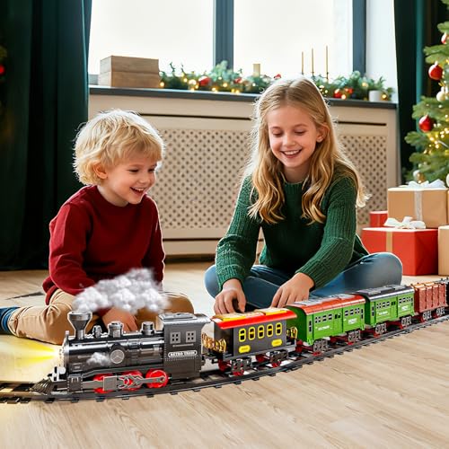 Electric Train Set for Kids with Smoke, Light and Sound, DIY Tracks L560